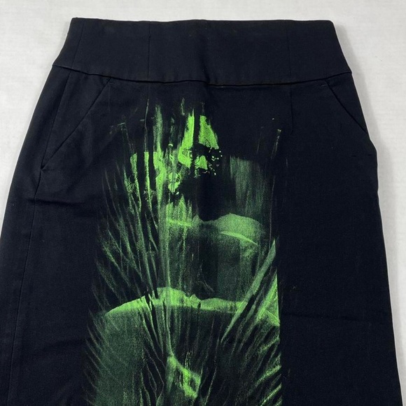 "Darkside GR-016"   
Neon Green Smear Print Long Skirt 👁 - Picture 2 of 4